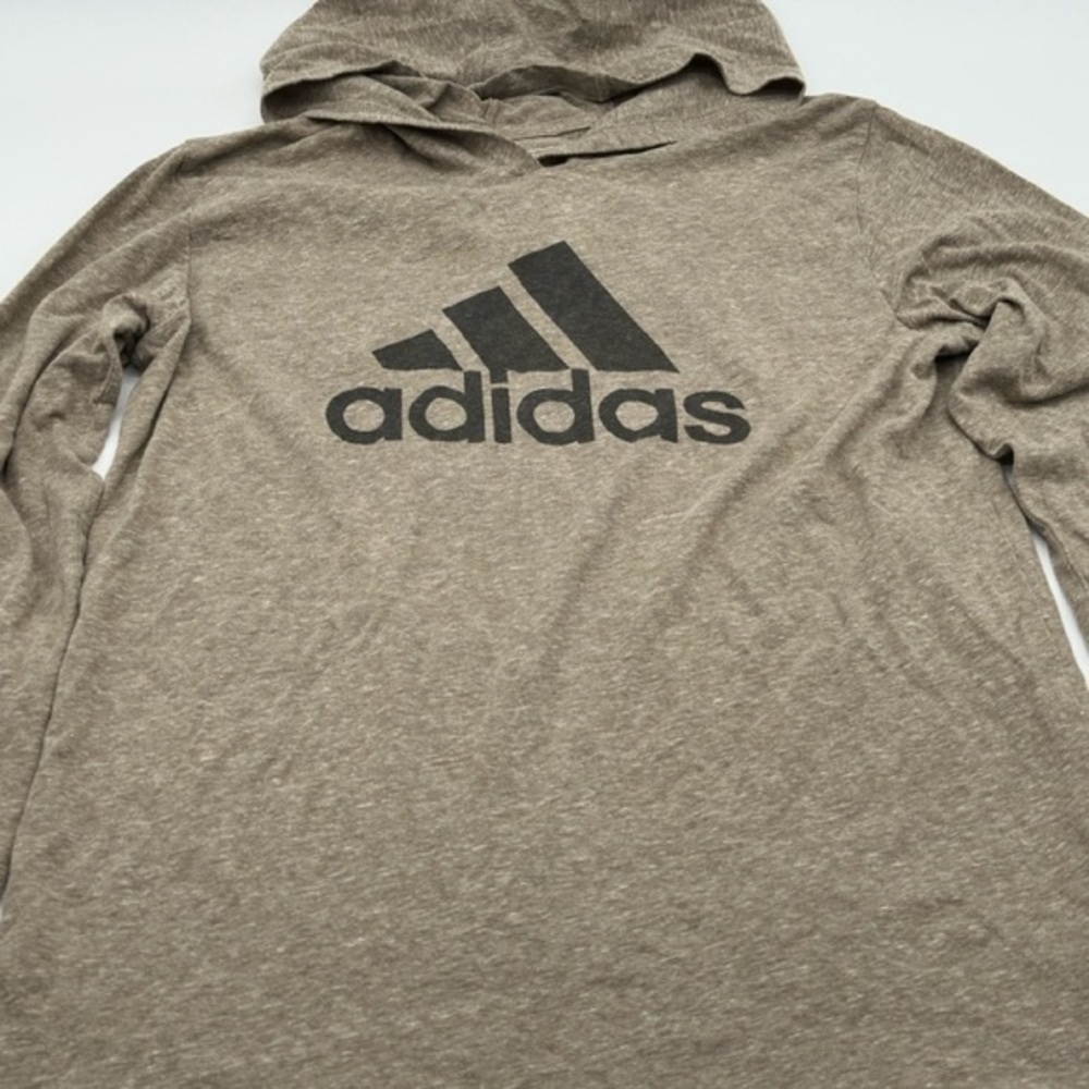 Adidas Boy's Long Sleeve Snow Heather Hooded T-Shirt Tan XL‎